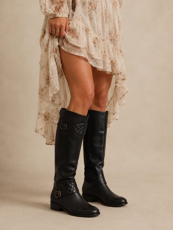 Lauren Ralph Lauren Shoes - Lauren Ralph Lauren Meveah Black Leather Knee High Riding Boots 6.5 B